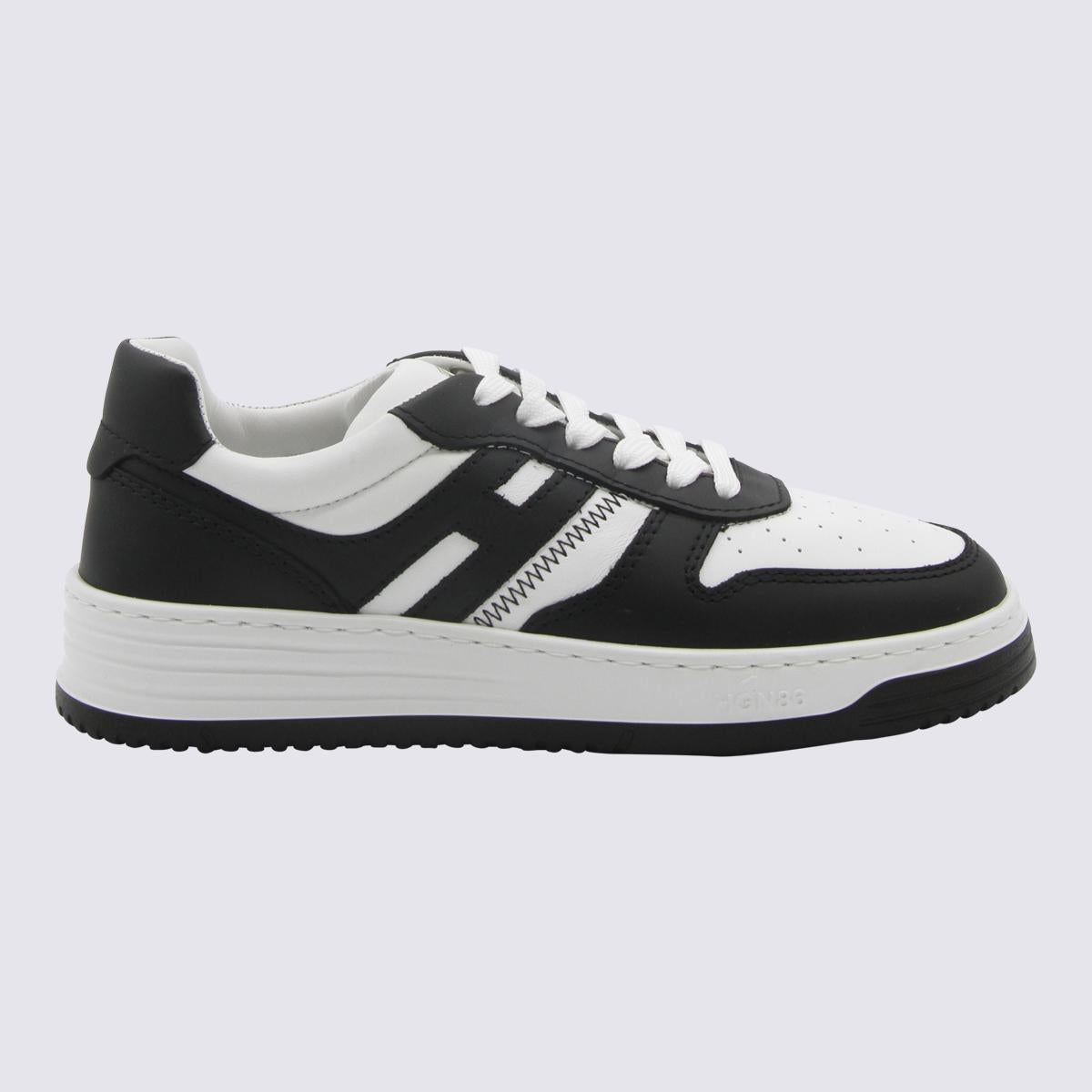 Hogan Ivory And Black Leather H630 Sneakers