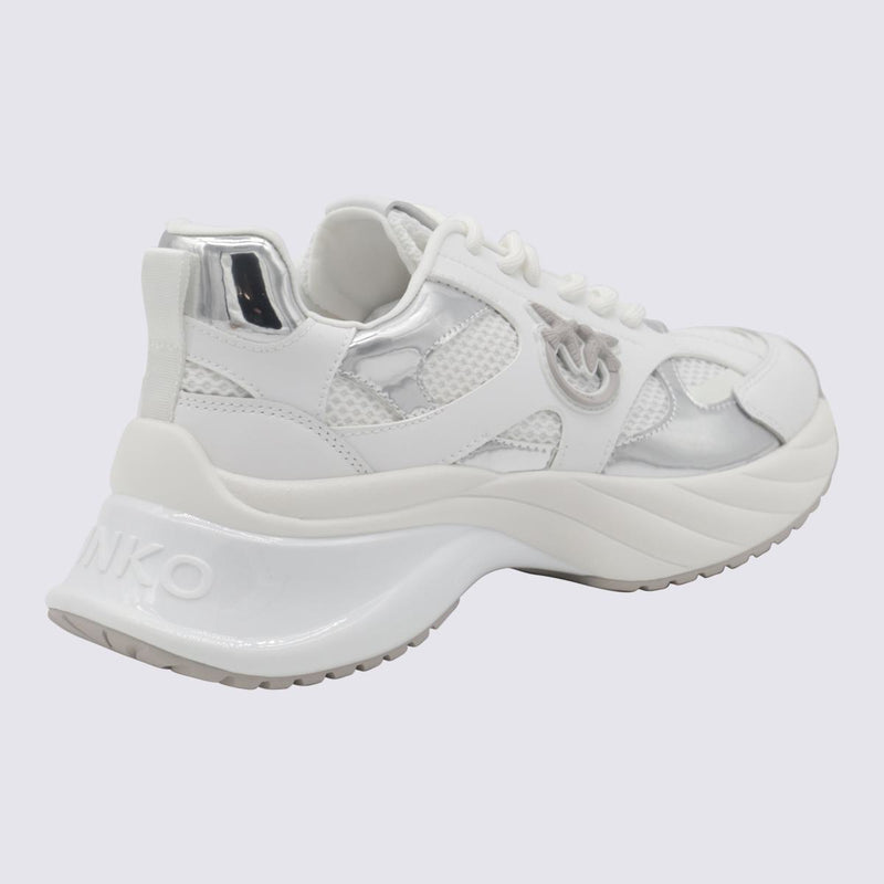 Pinko White And Silver Sneakers