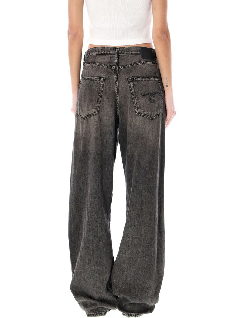 R13 Damon Pleated Wide Leg Jean