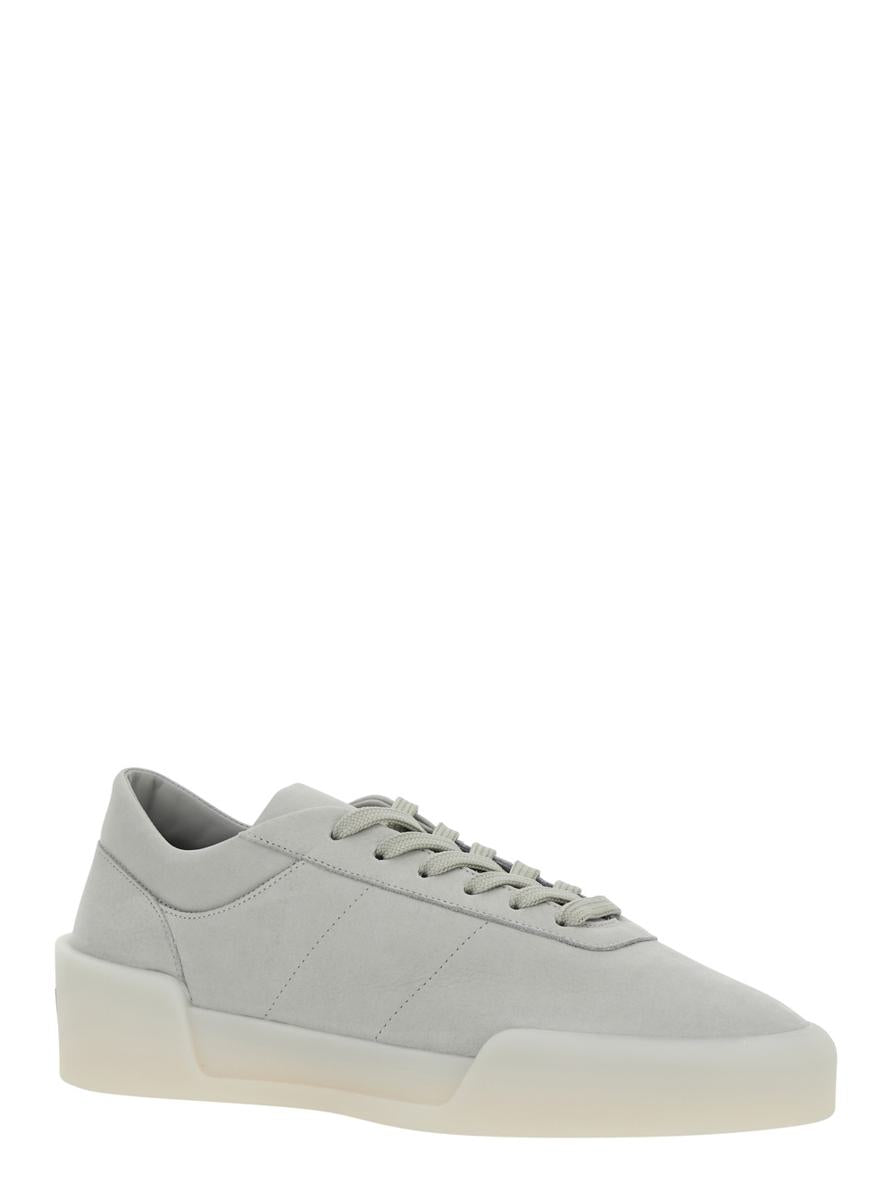 'Aerobic Low' Grey Low Top Sneakers With Logo Patch On The Rear In Leather Man