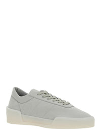 'Aerobic Low' Grey Low Top Sneakers With Logo Patch On The Rear In Leather Man