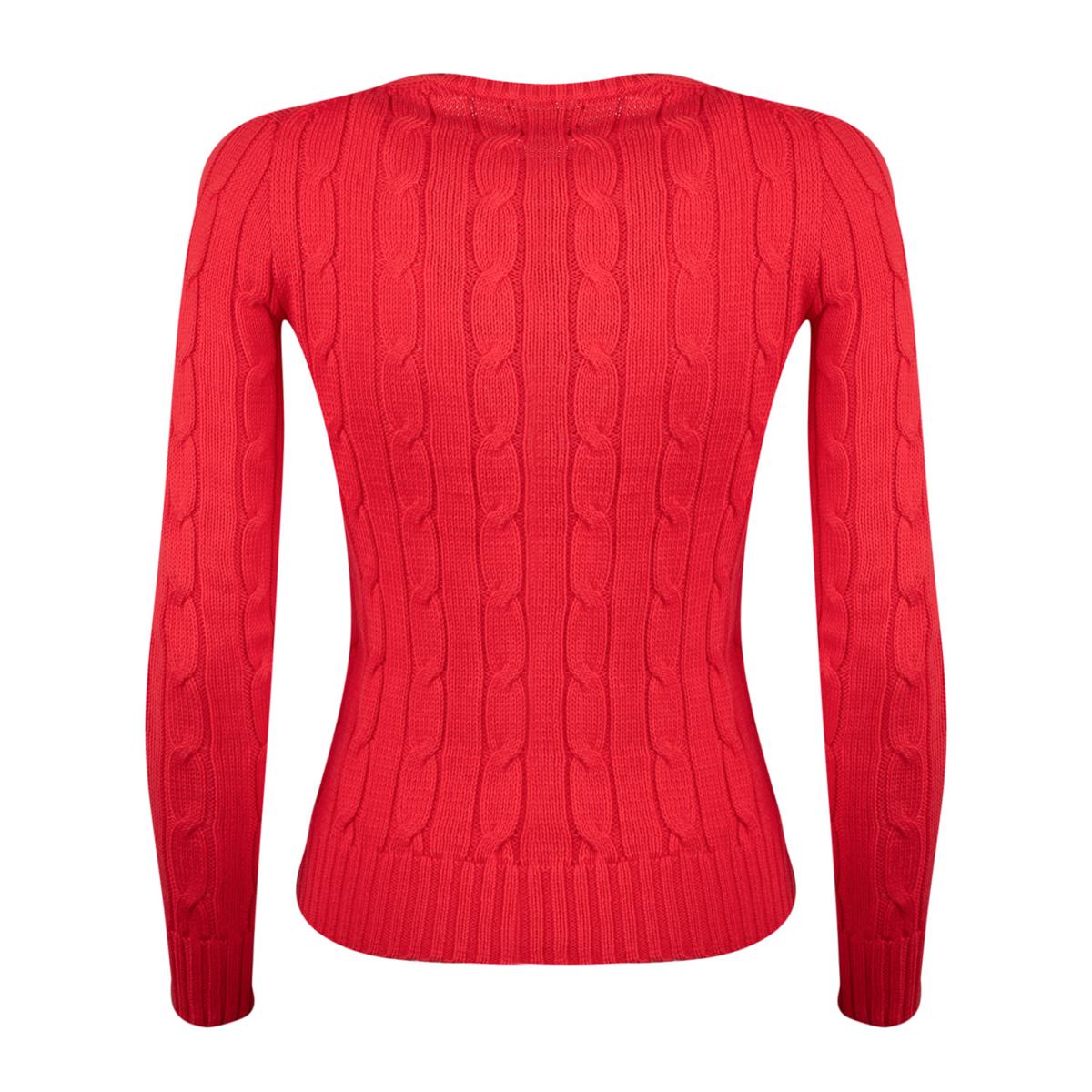 Ralph Lauren Bright Hibiscus Cotton Cable-Knit Crew Neck Sweater