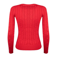 Ralph Lauren Bright Hibiscus Cotton Cable-Knit Crew Neck Sweater
