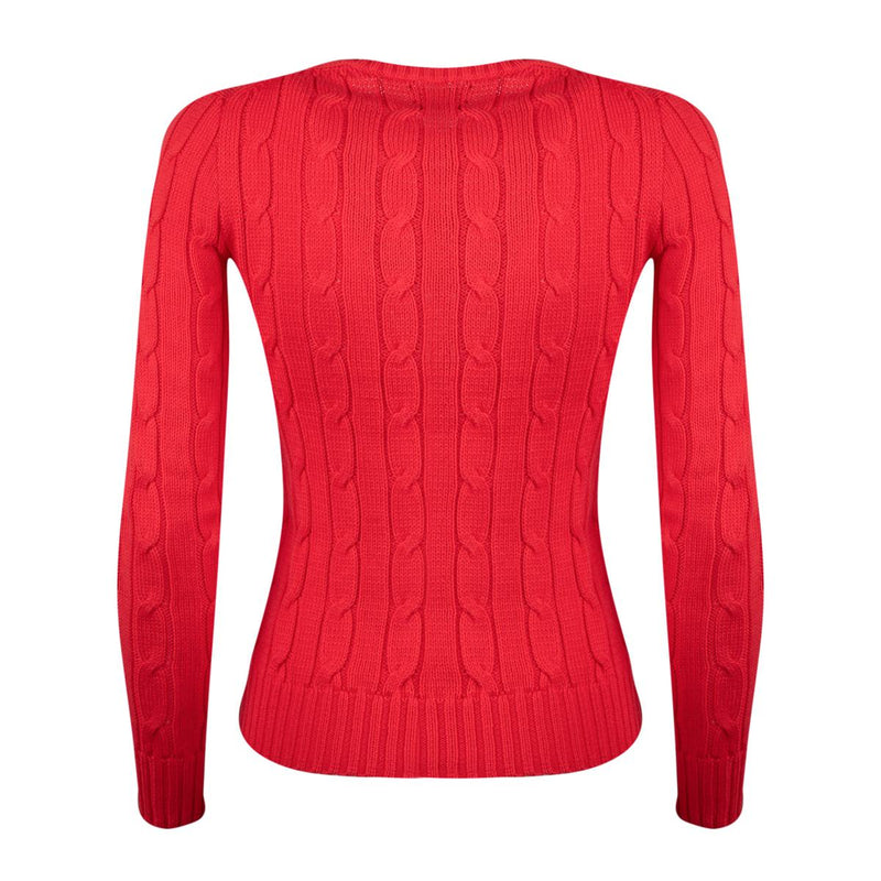 Ralph Lauren Bright Hibiscus Cotton Cable-Knit Crew Neck Sweater