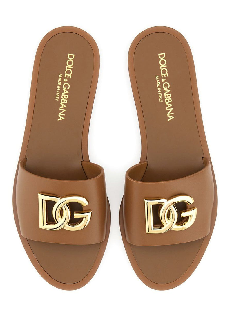 Dolce & Gabbana Leather Slide Sandal
