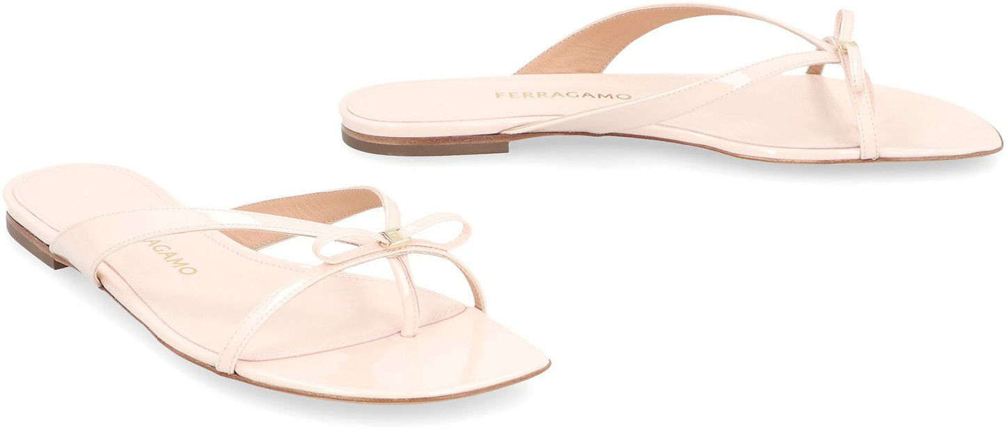 Salvatore Ferragamo Mini Bow Leather Flip-Flops