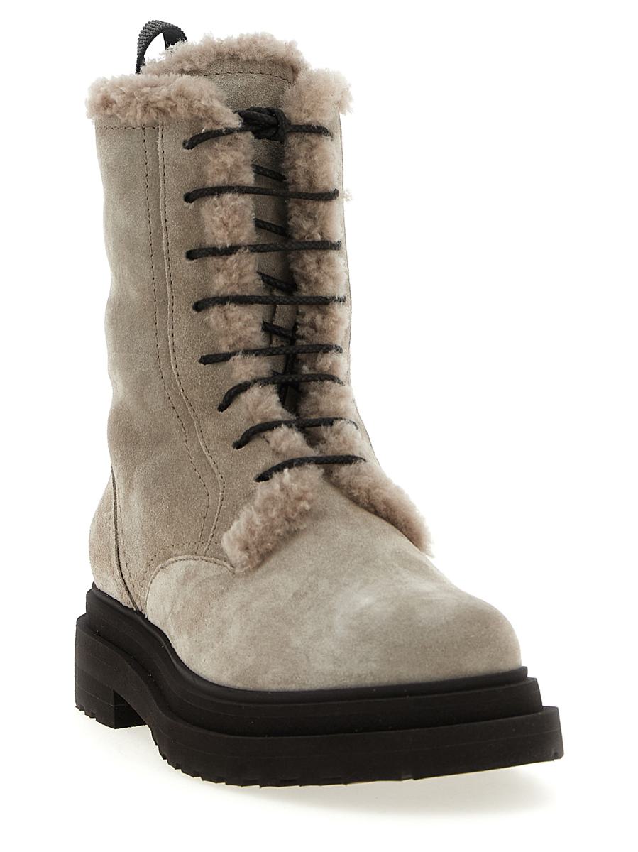 Brunello Cucinelli Suede Combat Boots Monile