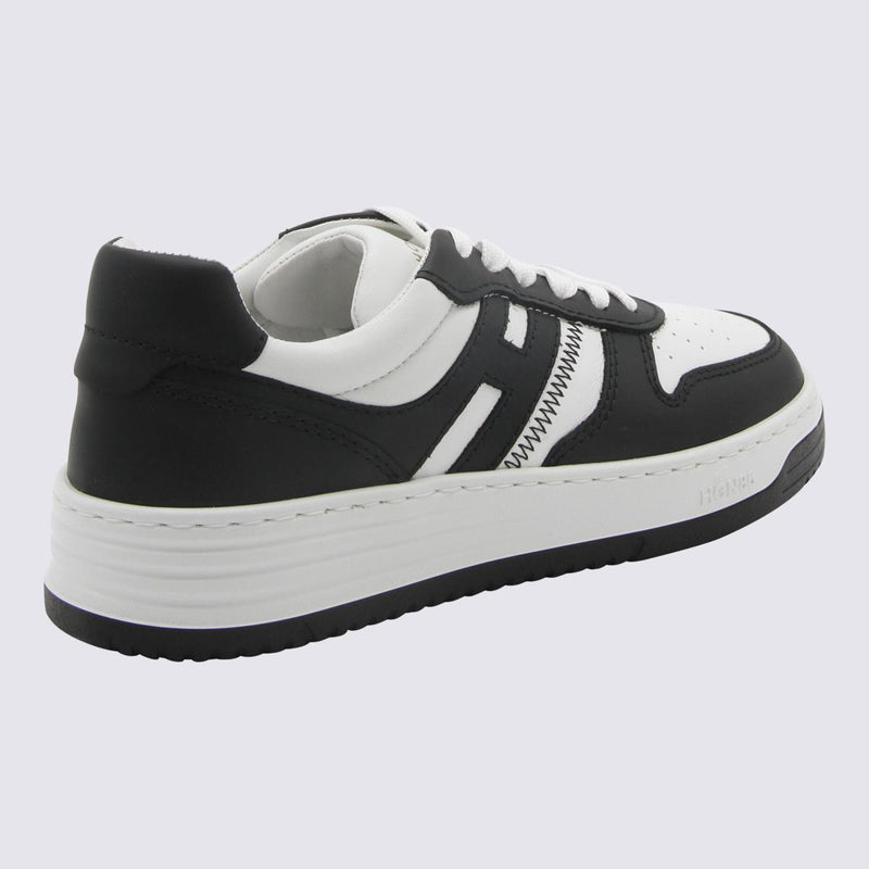 Hogan Ivory And Black Leather H630 Sneakers