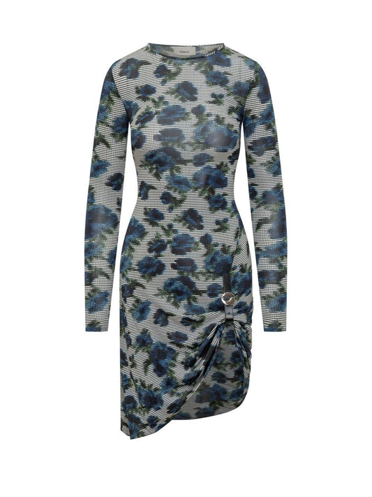 Coperni Coperni Dress With Floral Print And Buckle Detail