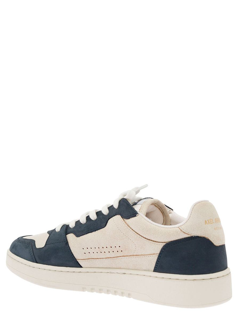 'Dice Lo' Blue And White Low Top Sneakers With Logo Detail In Leather Man
