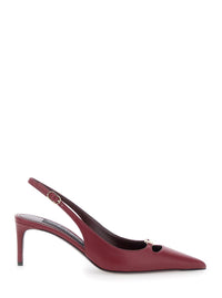 Bordeaux Slingback Pumps With Medium Stiletto Heel And Logo Plaque On The Front In Patent Leather Woman