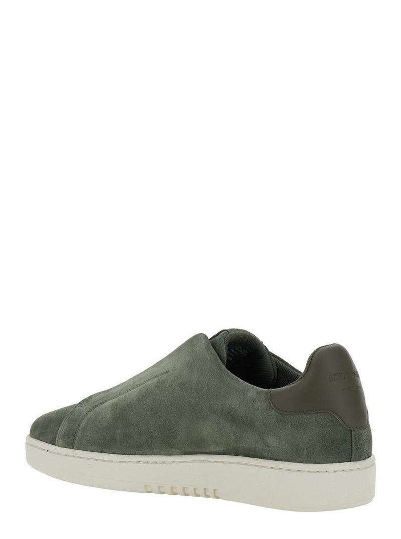 'Dice' Green Low Top Laceless Sneakers With Logo Lettering On The Side In Suede Man