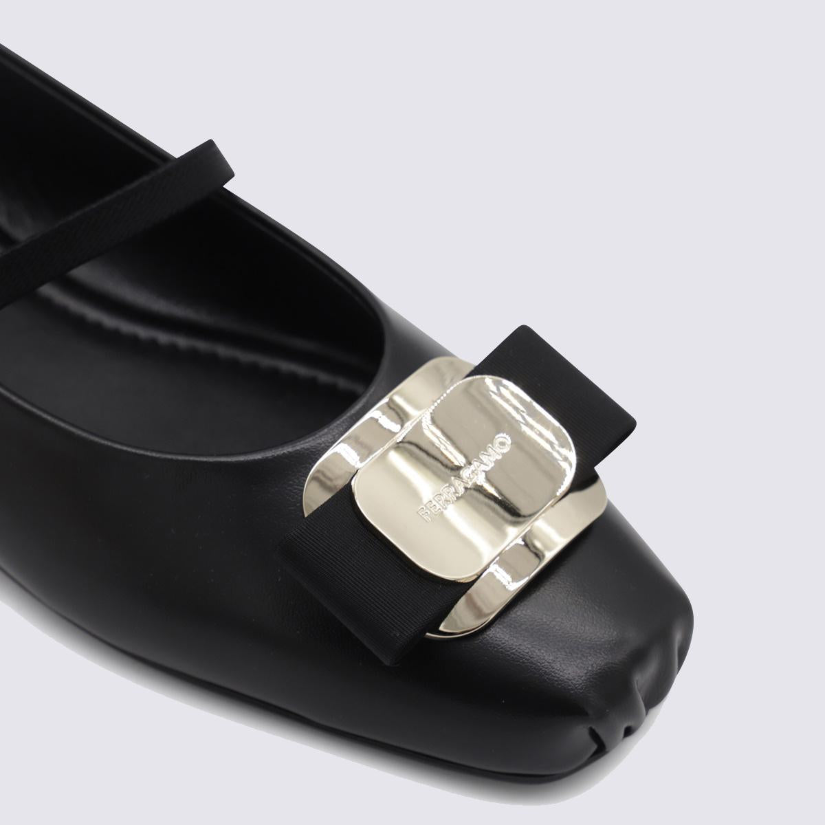 Salvatore Ferragamo Black Leather Flats