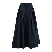 Max Mara Navy Blue Taffeta Pleated Skirt
