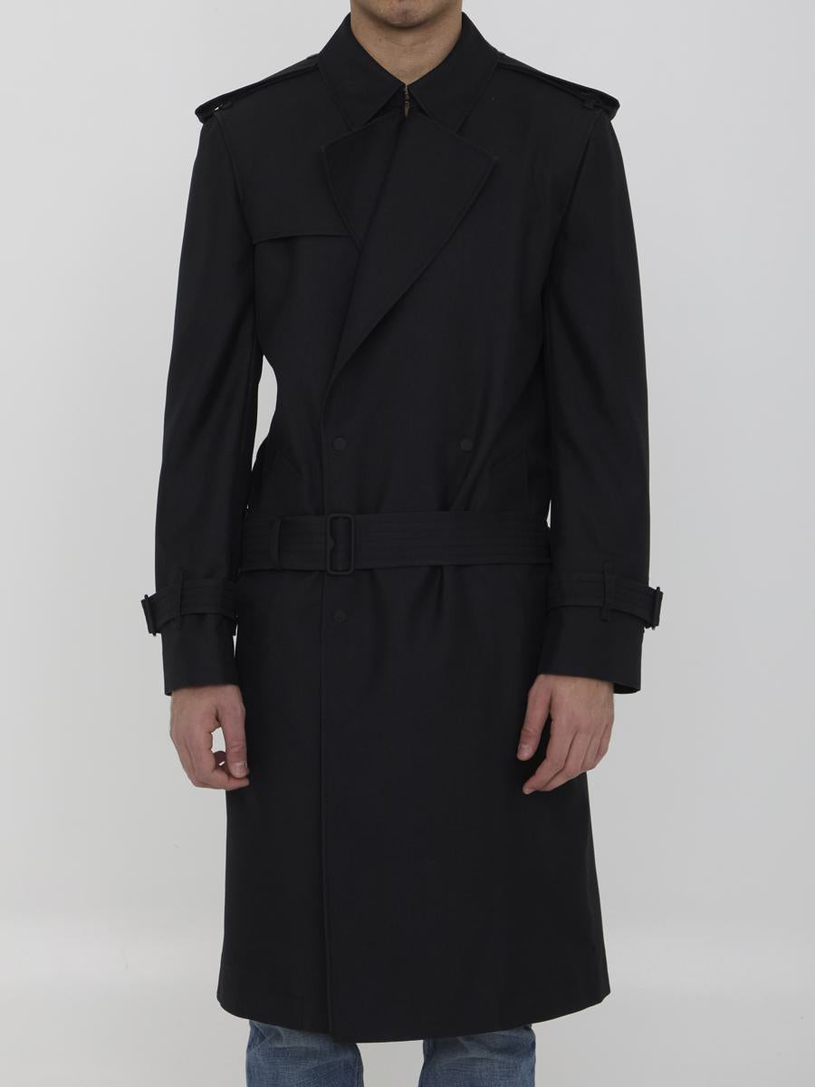 Long Trench Coat In Silk Blend