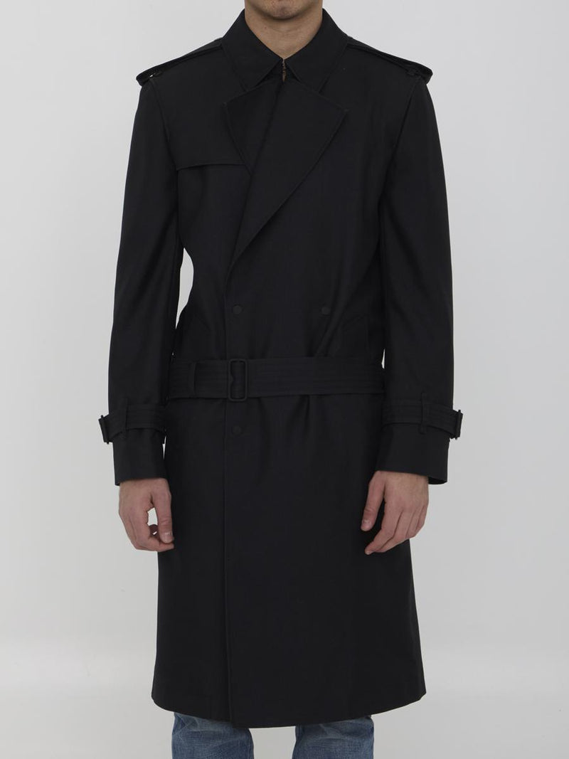Long Trench Coat In Silk Blend