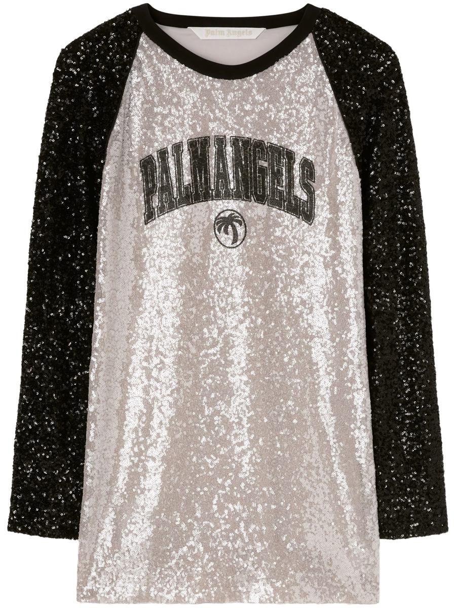 Palm Angels College Palm Sequin Mini Dress