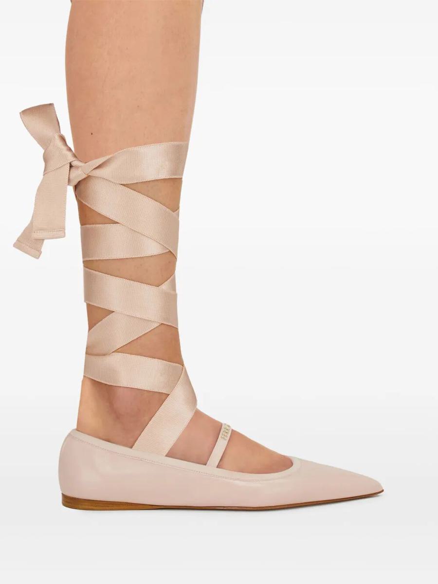 Salvatore Ferragamo Carice Ballet Flat With Ankle Ribbon Shoes