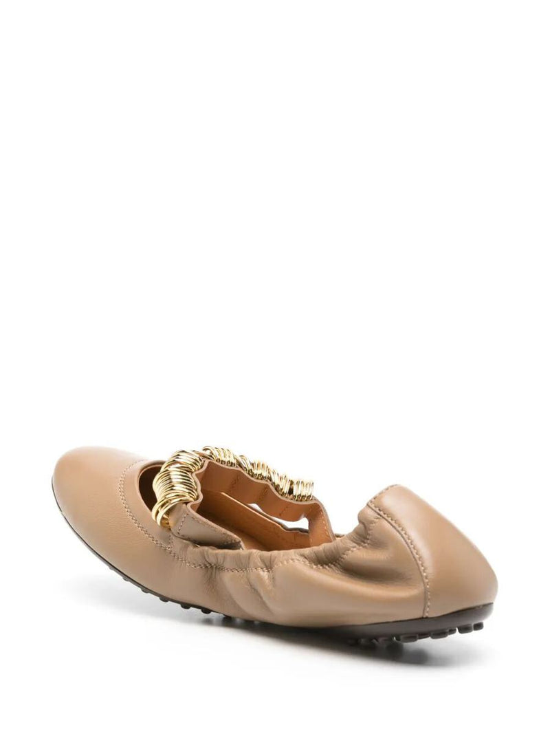 Tod'S Metallic Rings Strap Nappa Leather Ballerinas Shoes