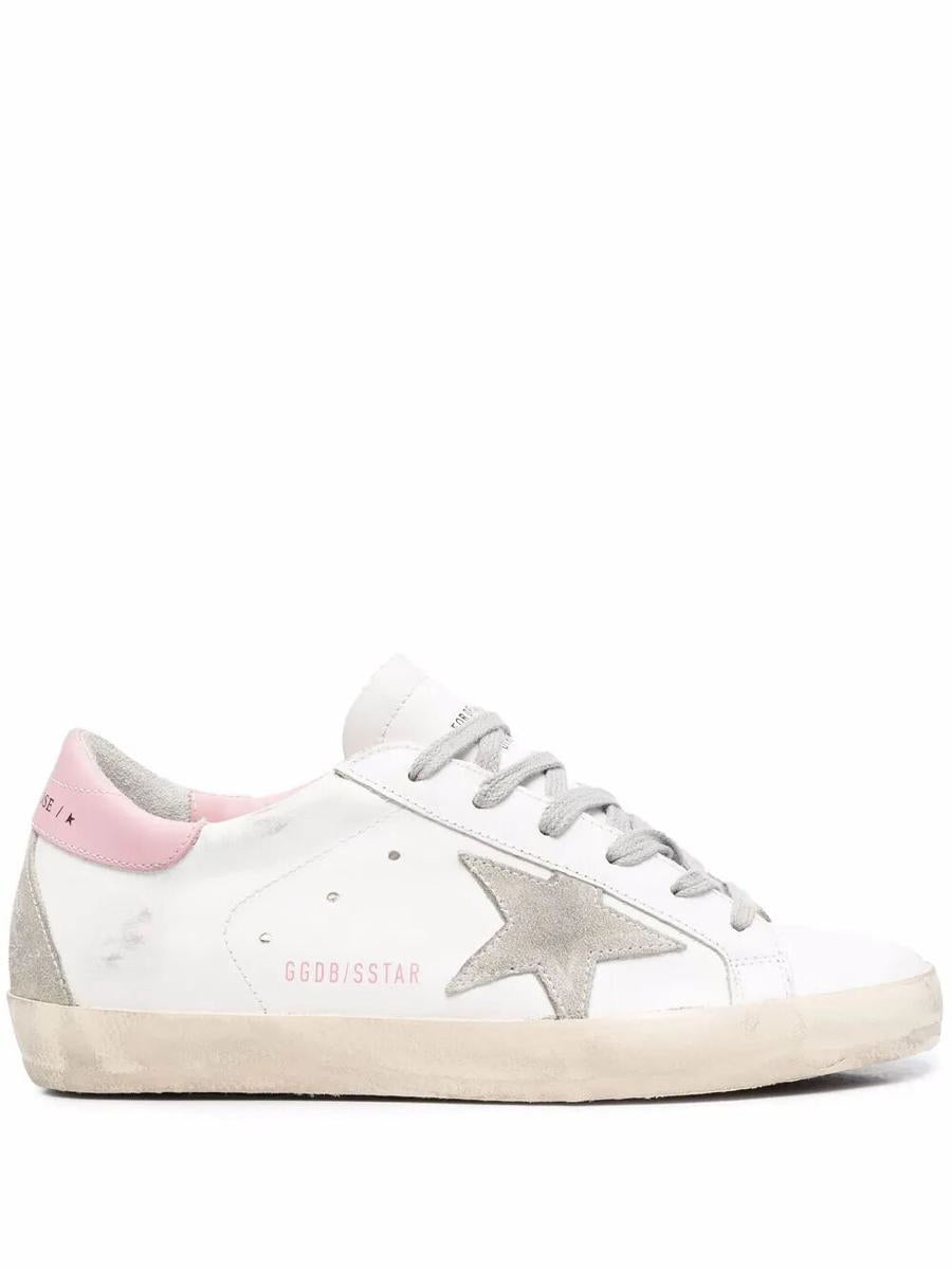 Golden Goose "Super Star" Leather Upper And Heel Suede Star And Spur Cream Sole Shoes