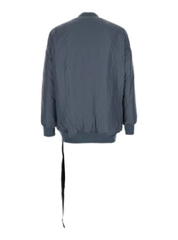 Grey 'Jumbo Flight' Bomber Jacket With Strap Detail  In Tech Fabric Man