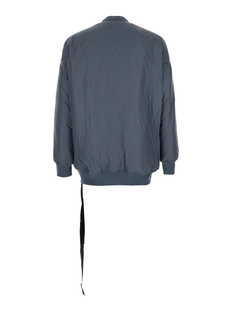 Grey 'Jumbo Flight' Bomber Jacket With Strap Detail  In Tech Fabric Man
