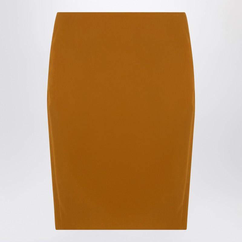 Saint Laurent Ochre Yellow Satin Pencil Skirt