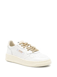 Autry 'Medalist' Sneakers In White Leather With Gold Laces