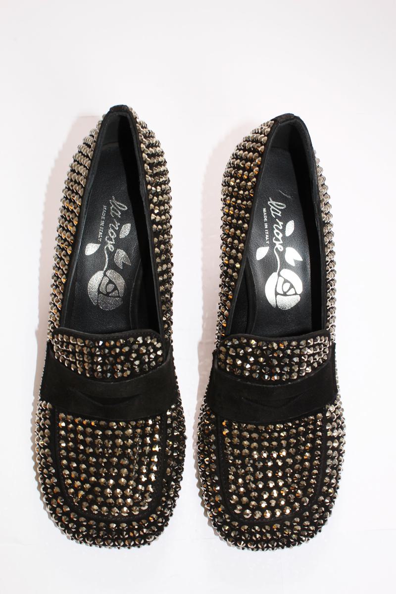 La Rose Heeled Loafers Crystal Black