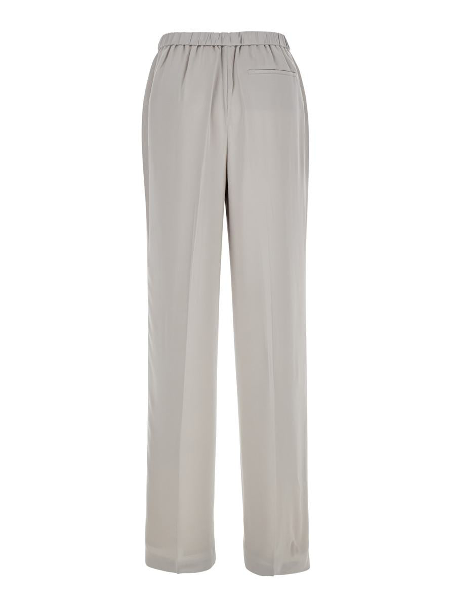 Metallic Pants With Rear Elastic Waist And Wide Leg In Silk Woman