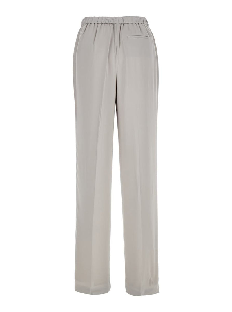 Metallic Pants With Rear Elastic Waist And Wide Leg In Silk Woman