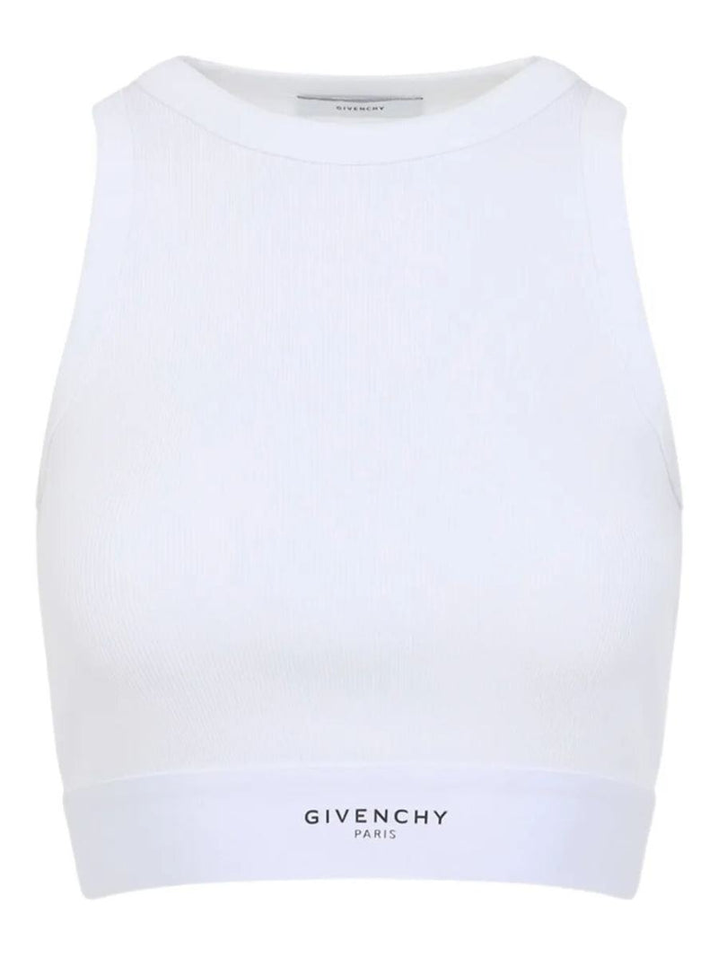 Givenchy Cropped Tank Top In Cotton With Band Clothing