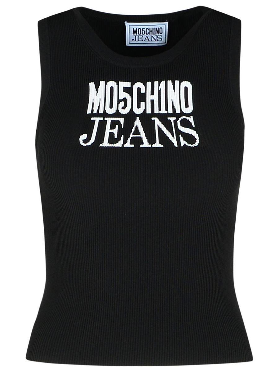 Moschino Jeans Black Viscose Blend Tank Top