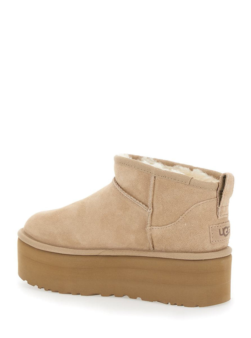'Classic Ultramini' Beige Ankle Boots With Platform In Suede Woman