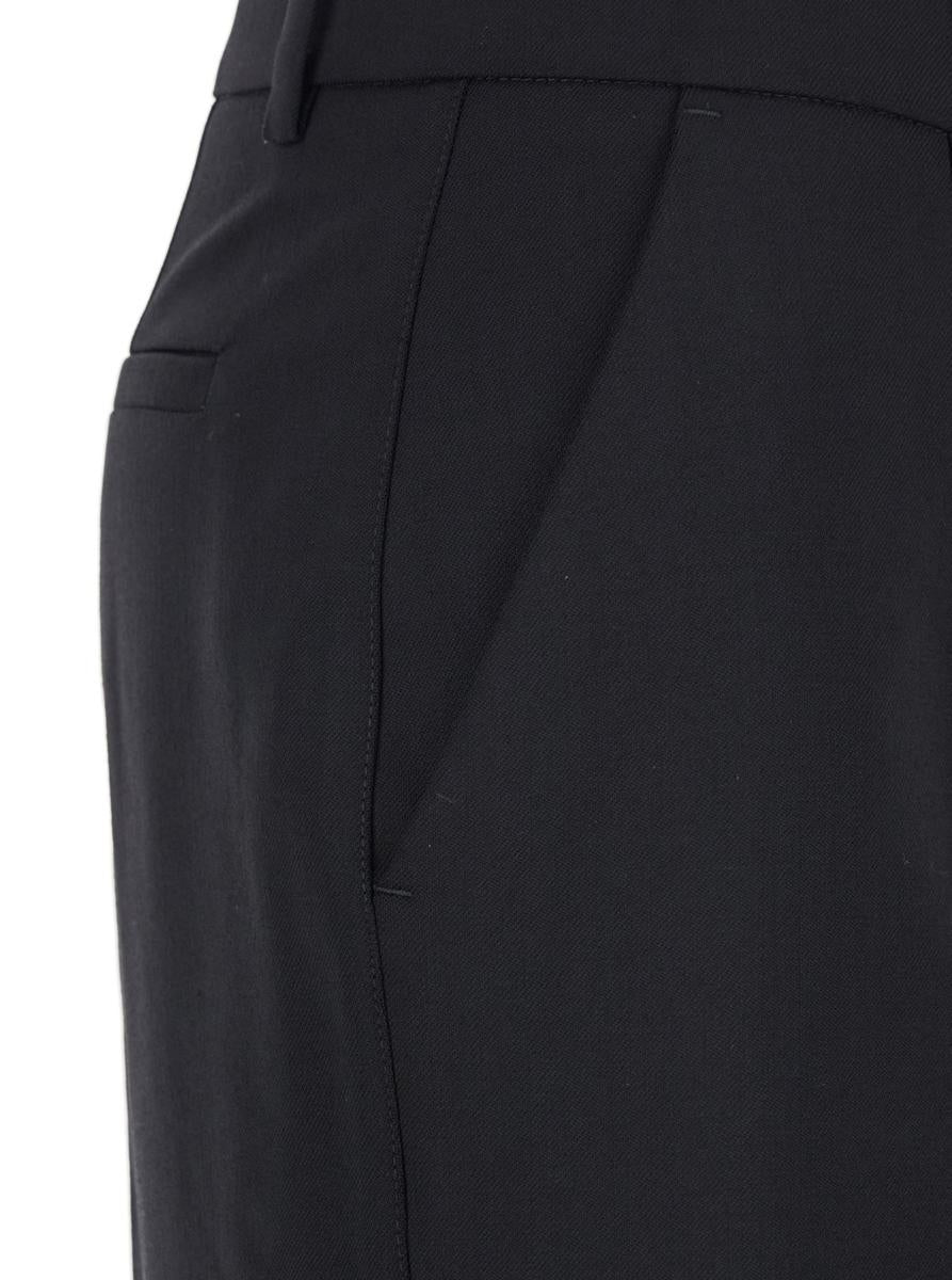 Black Pants With Belt Loops In Wool Blend Woman