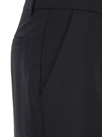 Black Pants With Belt Loops In Wool Blend Woman