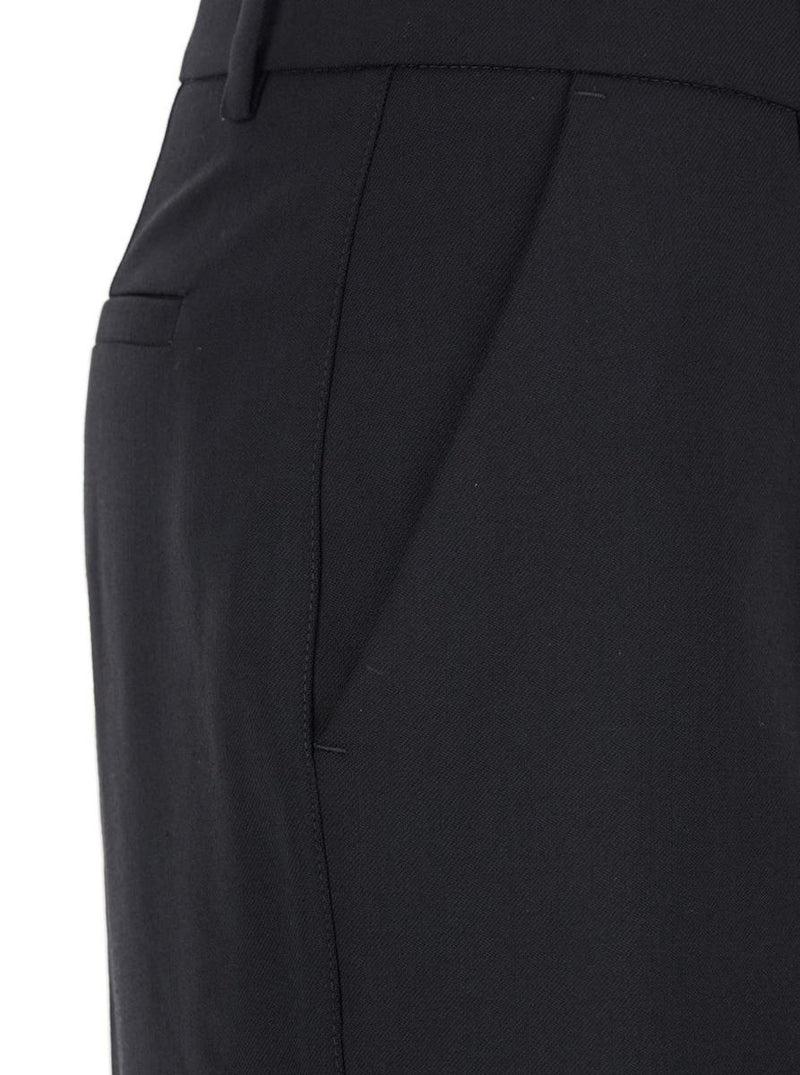 Black Pants With Belt Loops In Wool Blend Woman