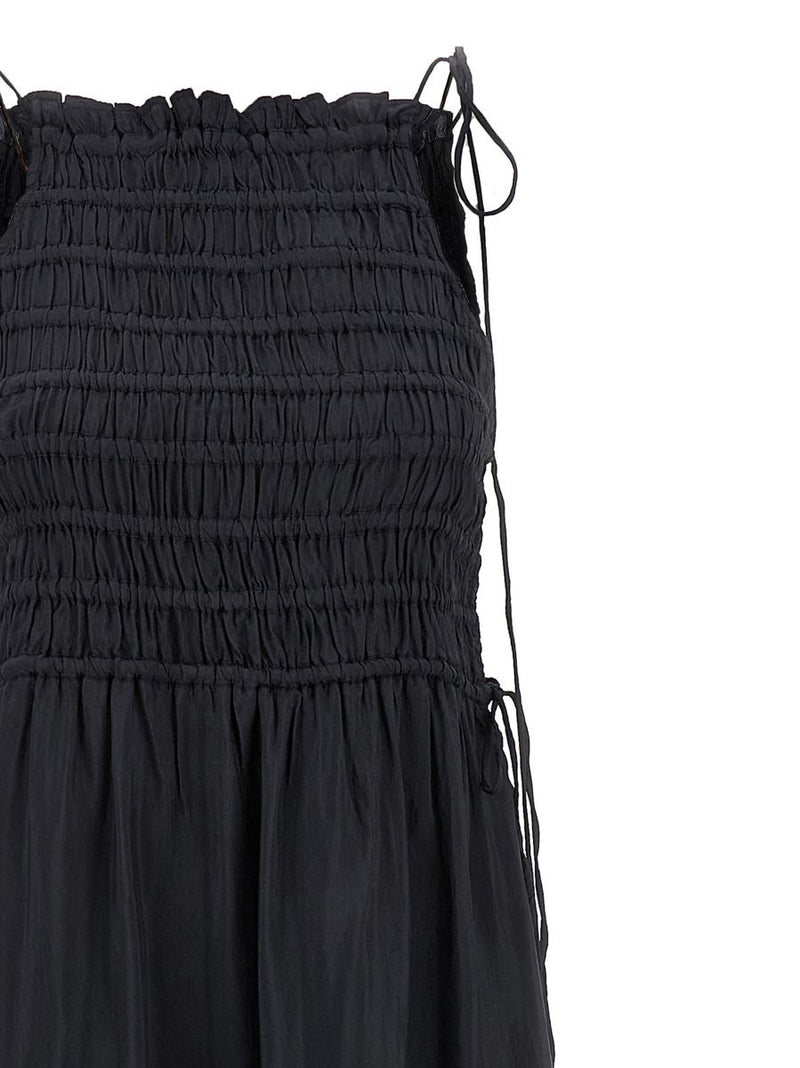 Ganni 'Black Smock Tie' Dress