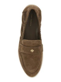 Brown Loafers With Logo Plaque On The Front And Slip-On Design In Suede Woman