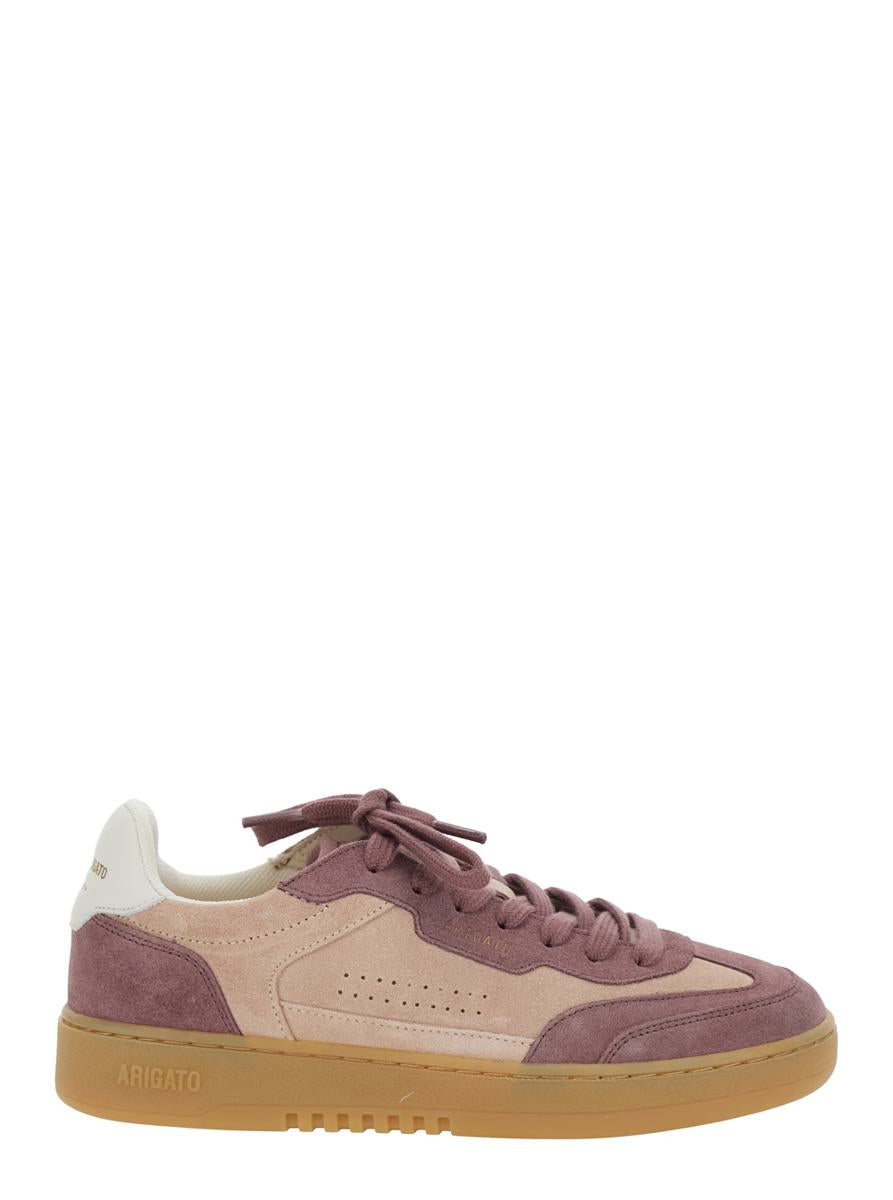 'Dice T-Toe' Pink Low Top Sneakers With Contrasting Heel With Logo Lettering In Suede Woman