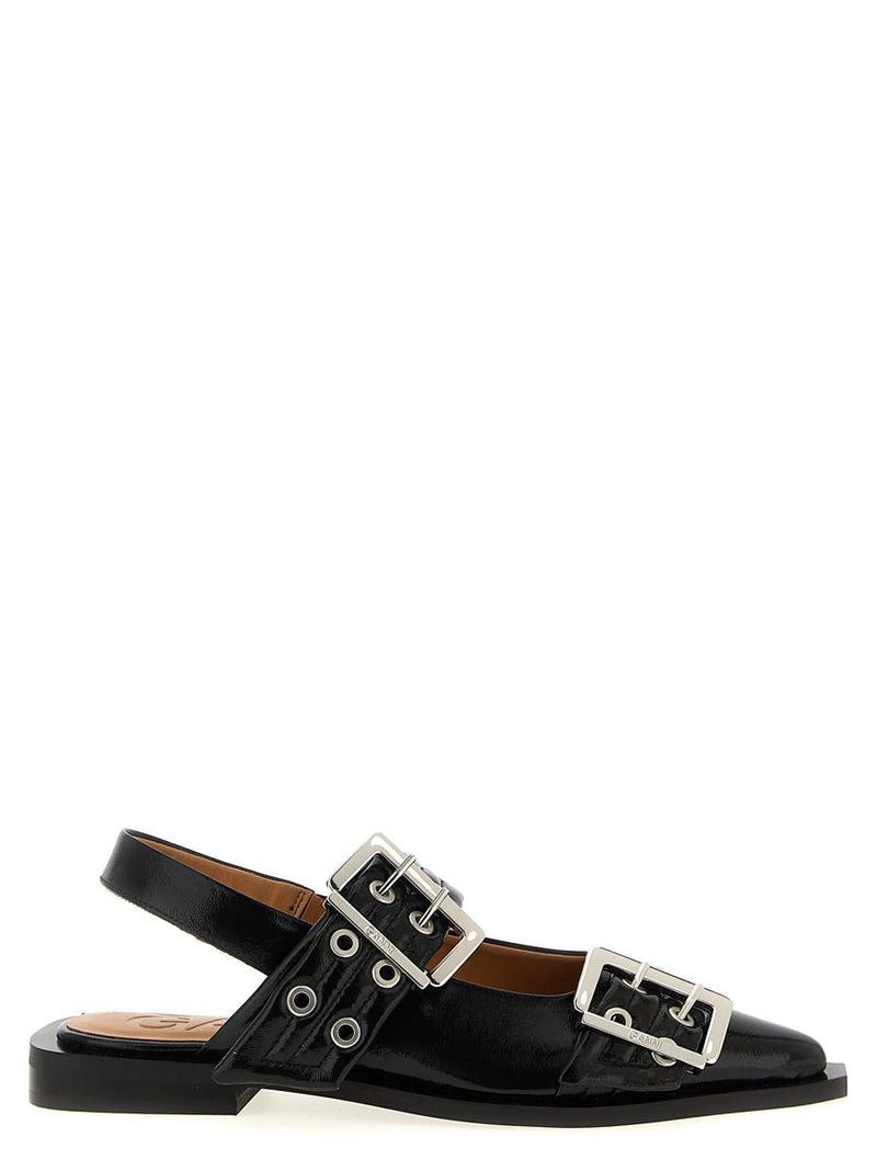 Ganni 'Black Feminine Buckle' Slingback