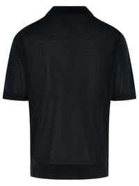 Laneus Black Lyocell Polo Shirt