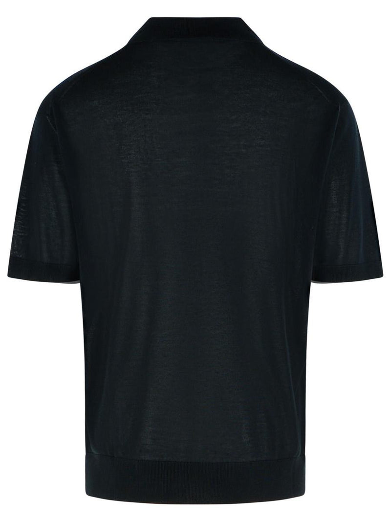 Laneus Black Lyocell Polo Shirt