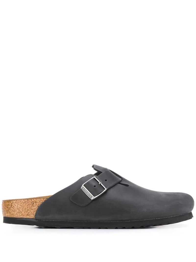 Birkenstock Boston Black, Oiled Leather Shoes