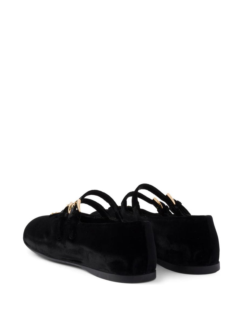 Prada Velvet-Finish Ballerina Shoes