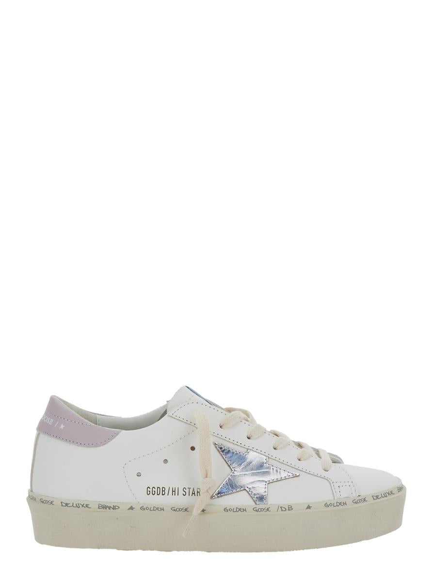 'Hi Star' White Low Top Sneakers With Laminated Star Patch On The Side In Leather Woman