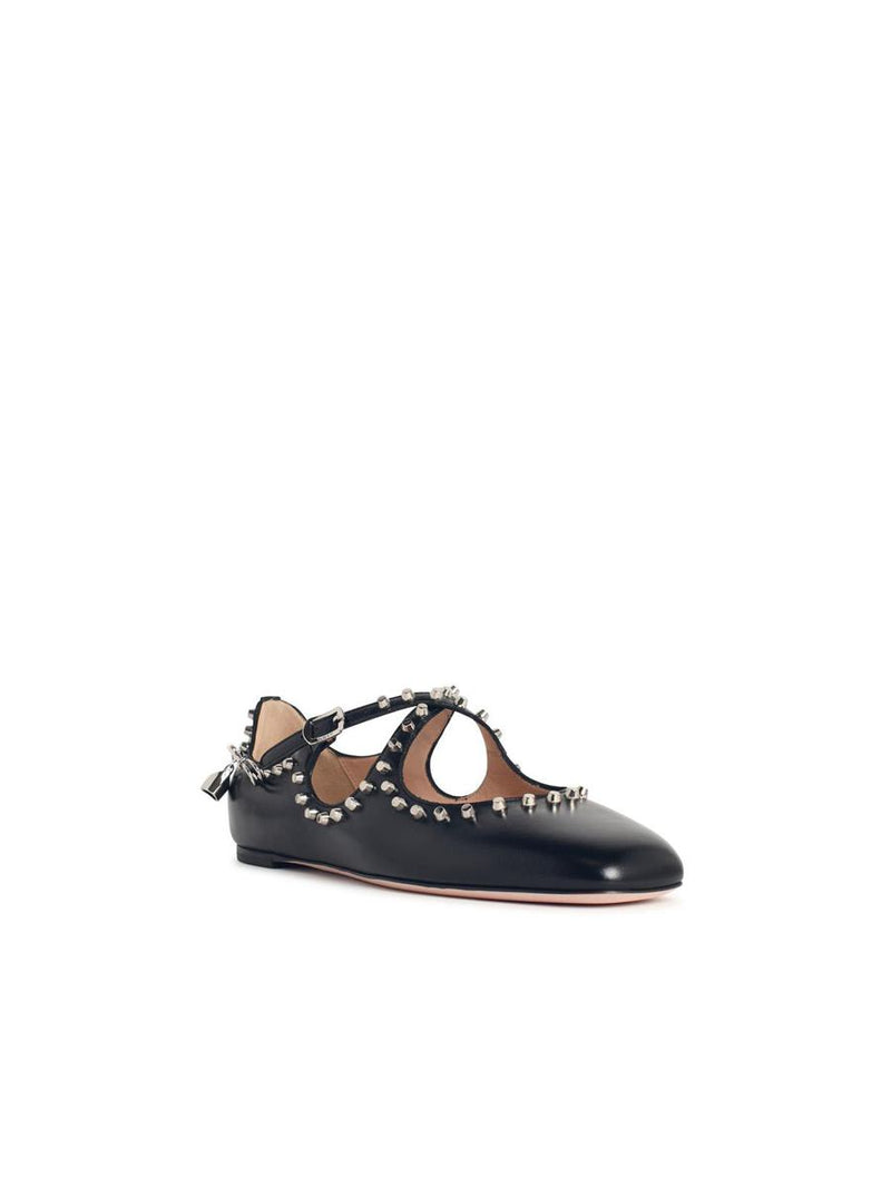 Bally 'Ballyrina' Black Leather Ballet Flats With Studs
