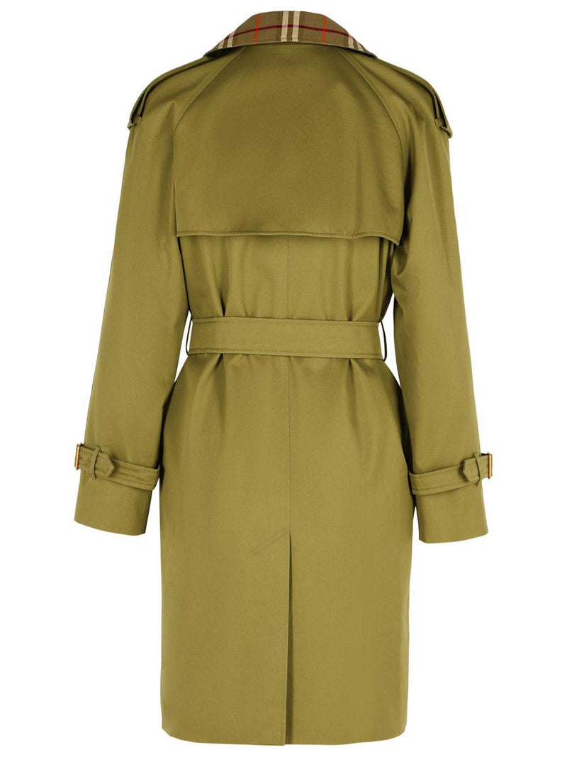 Burberry Short Green Cotton 'Castleford' Trench Coat