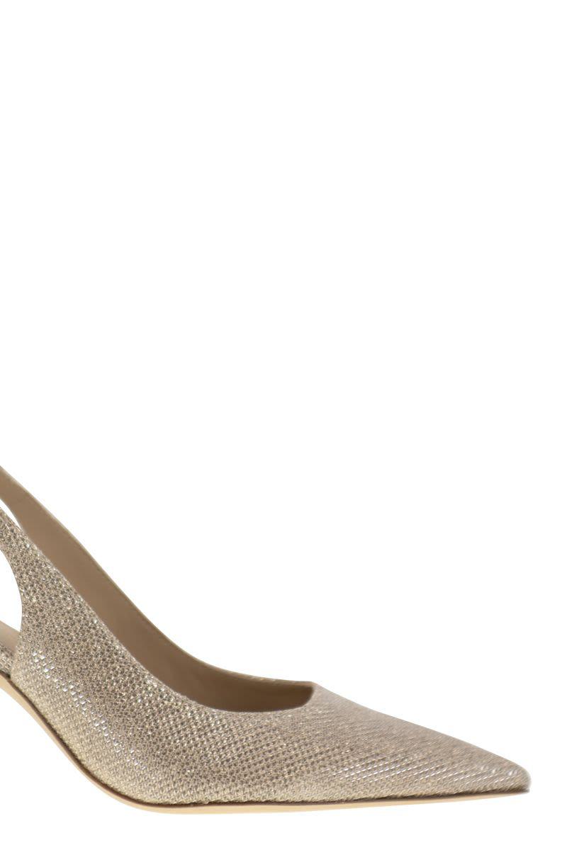 Stuart Weitzman Stuart Power - Metallised Fabric Slingback