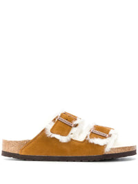 Birkenstock Arizona Shearling And Suede Sandals Shoes